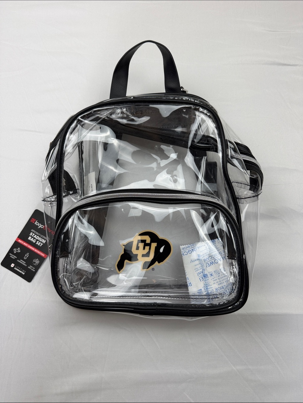Clear Mini Backpack with Black Trim and CU Buffalo Logo